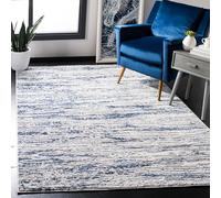 Safavieh Amelia ALA768 Tapis d'intérieur Moderne et Abstrait pour Salon, Chambre à Coucher ou Tout Espace intérieur Gris/Bleu Marine 122 x 183 cm