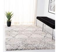 Safavieh Blair Tapis pour Salon, Salle à Manger, Chambre à Coucher-Fontana Shag Collection Poils Courts, Gris et Ivoire, 122 x 183 cm, Polypropylène