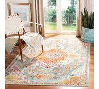 Safavieh Boho CRS501 Tapis d'intérieur tissé rectangulaire Collection Crystal 152 x 244 cm Bleu Sarcelle/Orange 152 x 244 cm