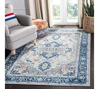 Safavieh Brentwood Collection Tapis à Poils Courts pour Salon, Salle à Manger, Chambre à Coucher Gris Clair et Bleu 160 x 229 cm