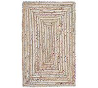 Safavieh Cape Cod Collection 2'3" x 5' Beige/Multi CAP202B Handmade Boho Farmhouse Braided Jute & Cotton Area Rug