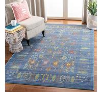 Safavieh Craft Art Tapis pour Salon, Salle à Manger, Chambre à Coucher - Collection Valence - Poils Courts - Bleu et Multicolore - 91 x 152 cm