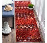 Safavieh Cullen Tapis Tribal en polypropylène tissé Rouge Terre Cuite/Multicolore 62 x 240 cm