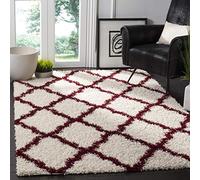 Safavieh Dallas Shag Collection Tapis décoratif - 1,2 x 1,8 m, Motif Treillis, ne perd Pas Ses Poils et Facile d'entretien, 3,8 cm d'épaisseur, idéal pour Les Zones à Fort trafic dans l'entrée, Le