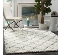 Safavieh Dallas Shag Collection Tapis Shaggy à Poils Longs pour Salon, Salle à Manger, Chambre à Coucher Ivoire et écume de mer 91 x 152 cm