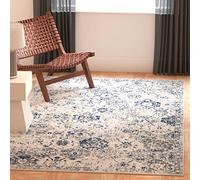 Safavieh Distressed Collection Madison Tapis à Poils Courts pour Salon, Salle à Manger, Chambre à Coucher - Blanc et Bleu Roi - 91 x 152 cm