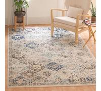 Safavieh Distressed Tapis pour Salon, Salle à Manger, Chambre à Coucher - Collection Madison - Poils Courts - Ivoire et Turquoise - 91 x 152 cm