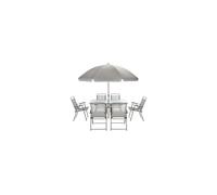 SAFAVIEH Ensemble de Salle à Manger Bistro Extérieur Métal - Ensemble de 8, Table et Chaises de Patio, Gris Ardoise Foncé