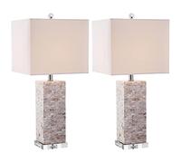 Safavieh EUL4106A-SET2 Barrow Lot de 2 Lampes de table en Cristal 13 W E27 Ivoire 29 x 29 x 64,77 cm