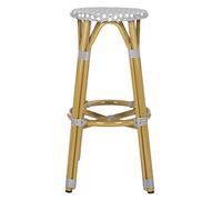 SAFAVIEH EUP4018B Tabouret de Bar de Jardin Geneviève Rotin Wicker Gris/Blanc 52 x 52 x 76.2 cm