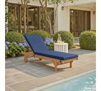 SAFAVIEH Fauteuil de Salon Extérieur en Bois avec Dossier Ajustable avec Table d'Appoint Ajustable, Naturel et Bleu