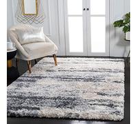 Safavieh Fontana Shag Collection Tapis à Poils Courts pour Salon, Salle à Manger, Chambre à Coucher Gris et Ivoire 160 x 229 cm
