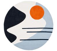 SAFAVIEH Géométrique Salon, Salle à Manger, Chambre - Rodeo Drive, Pile Moyenne, Ivoire/Bleu, 122 x 122 cm