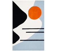 SAFAVIEH Géométrique Salon, Salle à Manger, Chambre - Rodeo Drive, Pile Moyenne, Ivoire/Bleu, 122 x 183 cm