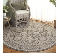 SAFAVIEH Hazel Tapis Rond 183 cm Rond, Vert & Beige | Design Moderne, Pile Synthétique Lustrée, Idéal pour Salon, Chambre, Salle à Manger