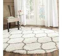 Safavieh Hudson Shag Collection SGH280A Tapis Rond en Peluche pour Salon, Chambre à Coucher, Salle à Manger, entrée, Motif Treillis marocain, 5,1 cm d'épaisseur