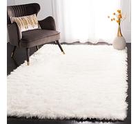 Safavieh Imitation Peau de Mouton pour Salon, Salle à Manger, Chambre à Coucher - Collection Fausse Fourrure, Poils Hauts, Ivoire, 122 x 183 cm