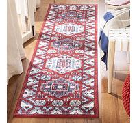Safavieh Kazak Collection Tapis à Poils Courts pour Salon, Salle à Manger, Chambre à Coucher - Rouge et Bleu - 61 x 244 cm