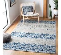 Safavieh Madison Collection MAD797 Tapis d'intérieur Moderne et Chic pour Salon, Chambre à Coucher ou Tout Espace intérieur Argenté/Bleu Marine 155 x 229 cm