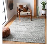 Safavieh Madison Collection MAD798G Tapis décoratif - 1,6 x 2,3 m, argenté et Ivoire, Motif bohème marocain, ne perd Pas Ses Poils et Facile d'entretien, idéal pour Les Zones à Forte Circulation dans