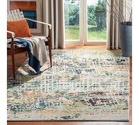 Safavieh Madison MAD454 Tapis d'intérieur rectangulaire tissé Moderne et Chic pour Salon, Chambre à Coucher ou Tout Espace intérieur Beige/Bleu Marine 122 x 183 cm