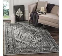 Safavieh Medaglione ADR108 Tapis rectangulaire pour intérieur, tressé, Collection Adirondack, Argent/Noir, 183 x 274 cm