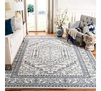 Safavieh Medaglione ADR108 Tapis rectangulaire pour intérieur, tressé, Collection Adirondack, en Blanc Ivoire/Bleu foncé, 91 x 152 cm