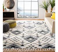 SAFAVIEH MTS688F Tapis marocain Motif Pompon Ivoire/Gris