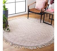 SAFAVIEH Natura Collection NAT852R Handmade Wool Entryway Foyer Living Room Bedroom Kitchen Area Rug 6' x 6' Round Ivory/Pink