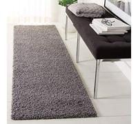 Safavieh Primo Shag Collection PRM300H Tapis de Couloir - 0,6 x 2,44 m, Gris foncé, Design Solide, ne s'effiloche Pas et Facile d'entretien, 3 cm d'épaisseur, idéal pour Les Zones à Forte Circulation