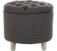 SAFAVIEH SEU1039A Rowley Pouf de Rangement Lin Charbon de Bois 52 x 52 x 49,78 cm