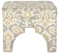 Safavieh SEU4636H Ellie Ottoman Lin Gris/Jaune/Blanc Cassé 54 x 54 x 45,46 cm