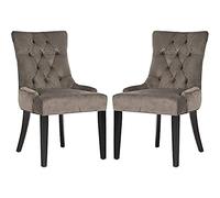 Safavieh SEU4701H-SET2 Alice Lot de 2 Chaises à Manger Lin Vrai Taupe/Espresso 55 x 60 x 92,45 cm