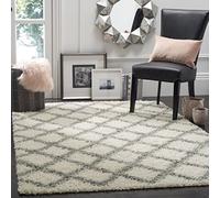 Safavieh Shaggy SGD258 Tapis d'intérieur rectangulaire tressé Collection Shag Dallas Blanc Ivoire Gris 122 x 183 cm