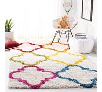 Safavieh Shaggy SGK563 Tapis d'intérieur rectangulaire tressé pour Enfants, Blanc, Ivoire, Multicolore, 91 x 152 cm
