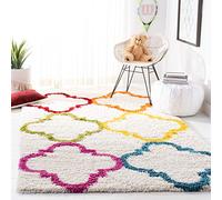 Safavieh Shaggy SGK563 Tapis d'intérieur tissé rectangulaire pour Salon, Chambre à Coucher ou Tout Espace intérieur Ivoire/Multicolore 183 x 274 cm