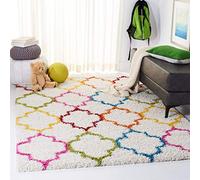 Safavieh Shaggy SGK569 Tapis d'intérieur rectangulaire tressé pour Enfants, Blanc Ivoire/Multicolore, 122 x 183 cm
