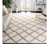 Safavieh Shaggy Tapis d'intérieur, tressé, Collection Shag Dallas, SGD258, en Blanc Ivoire/Beige 183 x 274 cm