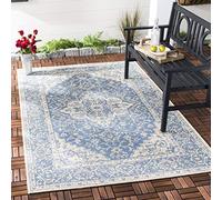 Safavieh South Bay BHS137M-3 Tapis Multi-Usage intérieur/extérieur en polypropylène tissé Bleu/crème, 90 x 150 cm