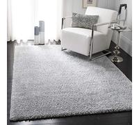 Safavieh Tapis à Poils Longs Tapis de Sol pour Salon, Salle à Manger, Chambre à Coucher - Collection August Shag - Argenté - 122 x 122 cm