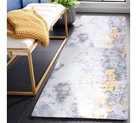 Safavieh Tapis Abstrait Lavable en Machine et antidérapant - Idéal pour Les Zones très fréquentées - Collection Tacoma - Poils Courts, Gris et Or, 274 x 366 cm