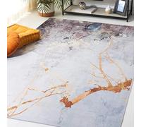 Safavieh Tapis Abstrait - Lavable en Machine et Antidérapant - Optimal pour Les Zones à Fort Passage - Tacoma Collection, Tapis à Poil Court, Gris et Rouge, 91 X 152 Cm