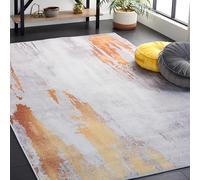 Safavieh Tapis Abstrait - Lavable en Machine et Antidérapant - Optimal pour Les Zones à Fort Passage - Tacoma Collection, Tapis à Poil Court, Gris et Rouge, 91 X 152 Cm