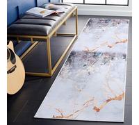 Safavieh Tapis Abstrait - Lavable en Machine et Antidérapant - Optimal pour Les Zones à Fort Passage - Tacoma Collection, Tapis à Poil Court, Gris et Rouge, 91 X 152 Cm