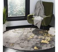 Safavieh Tapis Abstrait pour Salon, Salle à Manger, Chambre à Coucher - Adirondack Collection, Tapis à Poil Court, Gris et Jaune, 120 X 120 cm