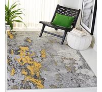 Safavieh Tapis Abstrait pour Salon, Salle à Manger, Chambre à Coucher - Adirondack Collection, Tapis à Poil Court, Gris et Jaune, 155 X 229 cm