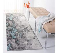 Safavieh Tapis Abstrait pour Salon, Salle à Manger, Chambre à Coucher - Adirondack Collection, Tapis à Poil Court, Turquoise et Gris, 76 X 183 cm