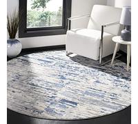 Safavieh Tapis Abstrait pour Salon, Salle à Manger, Chambre à Coucher - Jasper Collection, Tapis à Poil Court, Ivoire et Bleu, 201 X 201 cm