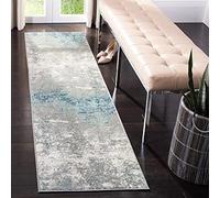 Safavieh Tapis Abstrait pour Salon, Salle à Manger, Chambre à Coucher - Jasper Collection, Tapis à Poil Court, Gris et Bleu, 61 X 244 cm