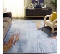 Safavieh Tapis Abstrait Rug Idéal pour Les Zones à Fort Passage - Lavable en Machine et Antidérapant - Tacoma Collection, Tapis à Poil Court, in Gris et Rouge, 244 X 305 cm